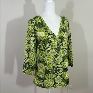 Caribbean Joe sz med top tunic beach vibe in shades of green